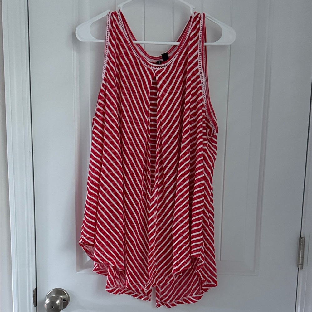 New Directions Red and White Striped Tank Top